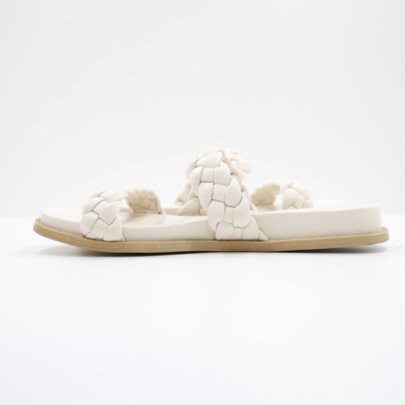 Dolce Vita Glade Stella Ivory Leather Braided Flat Slide Sandals - 7.5 - Picture 5 of 7